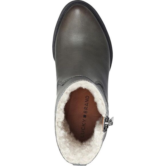 Lucky Brand Womens Bajax Gray Leather Almond Toe Lug Sole Booties Shoes NWT - Picture 4 of 4